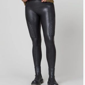 Spanx Faux Leather Moto Leggings, M